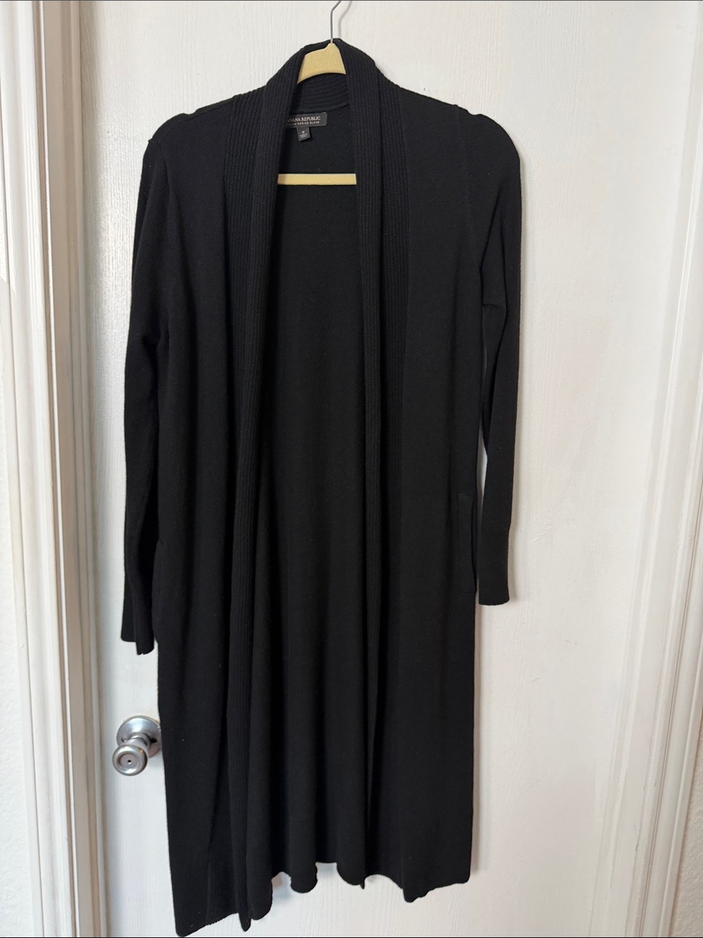 Banana Republic Long Black Open-Front Knit Dress